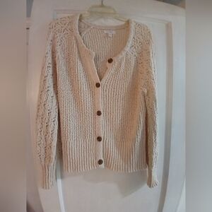 LC Lauren Conrad Cream Ribbed Cardigan